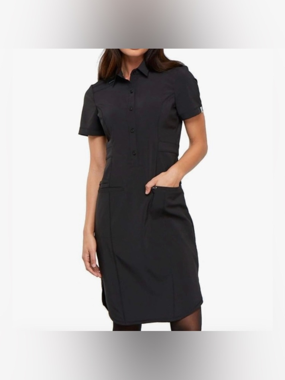 Cherokee Black Short-Sleeve Midi Scrub Work Dress